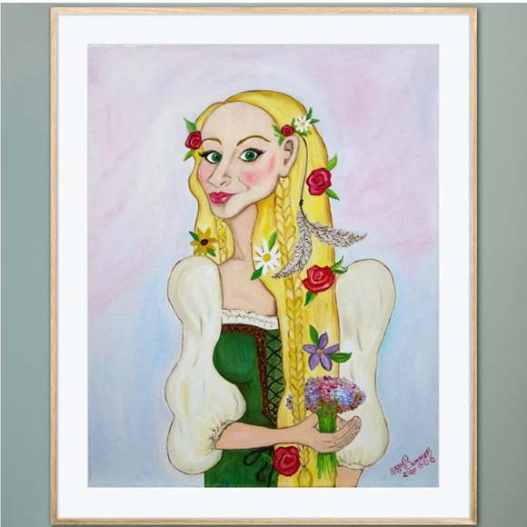 Fern Book Character Illustration Art Print Oil Painting Fantasy Medieval Peasant - Picture 1 of 8